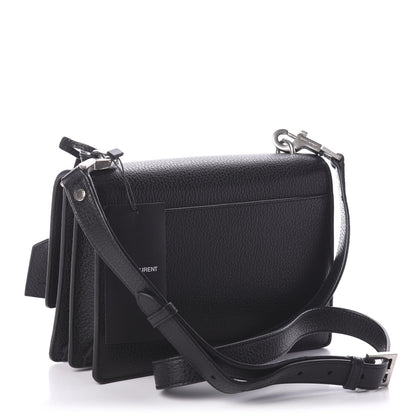 Saint Laurent Grained Calfskin Medium Monogram Sunset Satchel Black 3 of 8