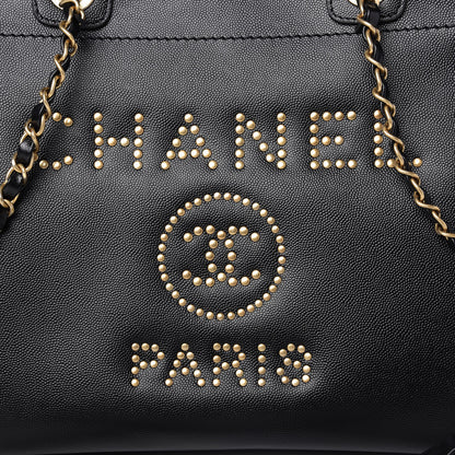Chanel Caviar Small Studded Deauville Tote Black 10 of 13