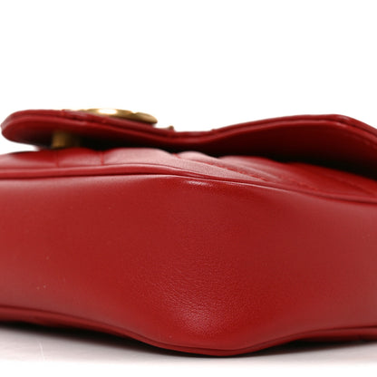 Gucci Calfskin Matelasse Super Mini GG Marmont Shoulder Bag Hibiscus Red 10 of 11