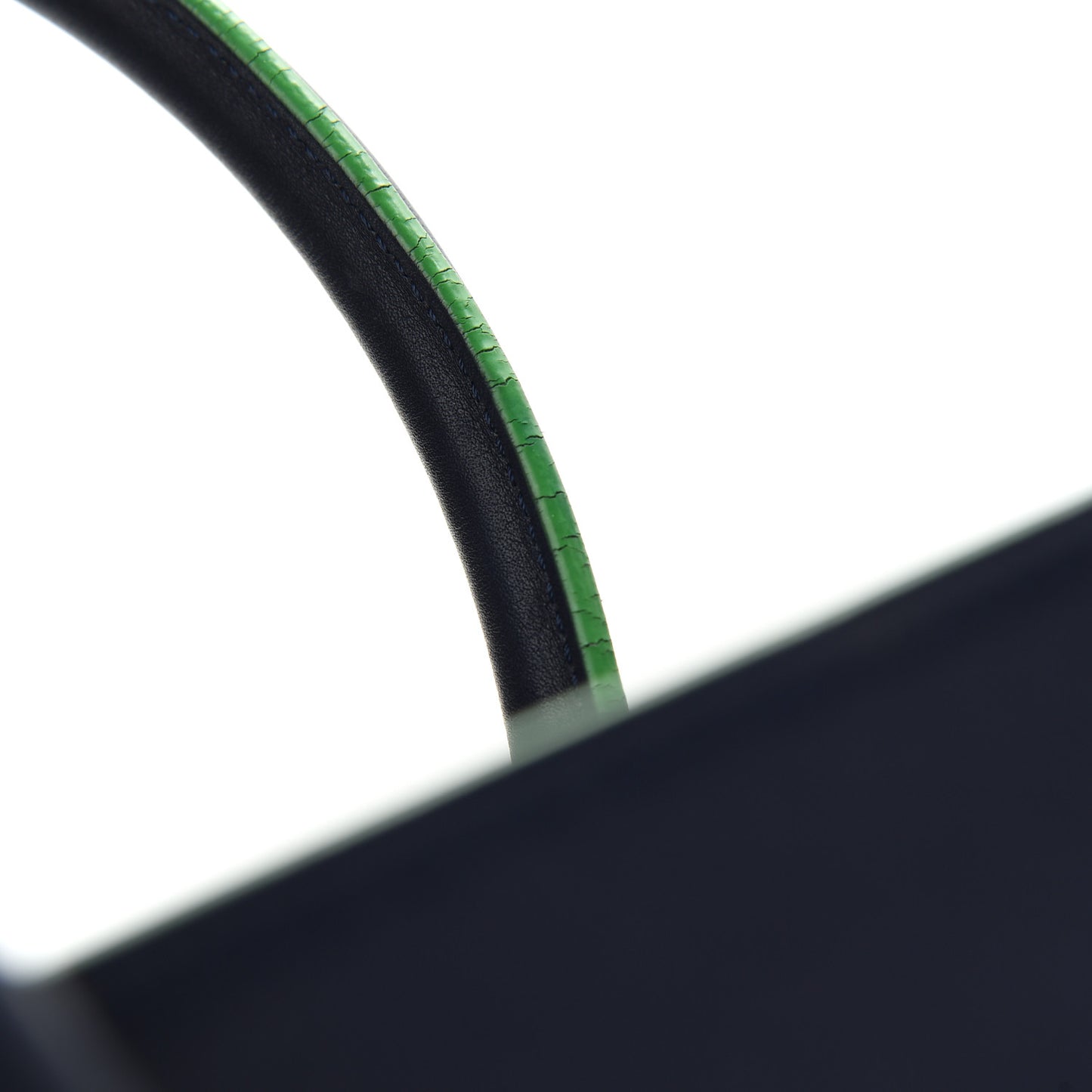 Supple Calfskin Medium Phantom Luggage Navy Blue Green Trim