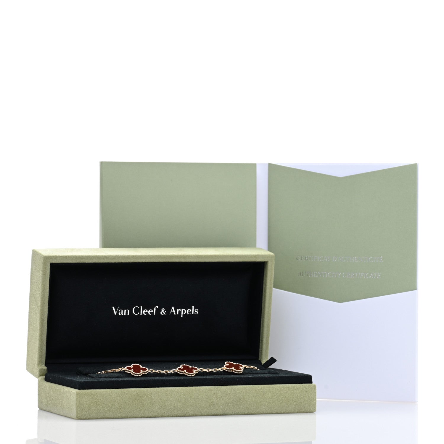 Van Cleef & Arpels 18K Yellow Gold Carnelian 5 Motifs Vintage Alhambra Bracelet 4 of 4