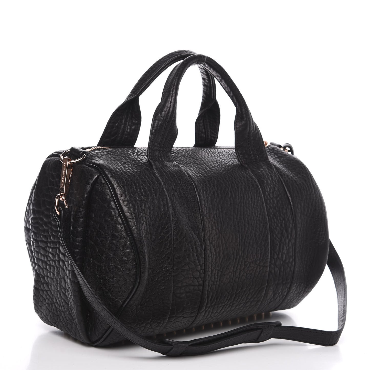 Pebbled Lambskin Rocco Black Rose Gold Hardware