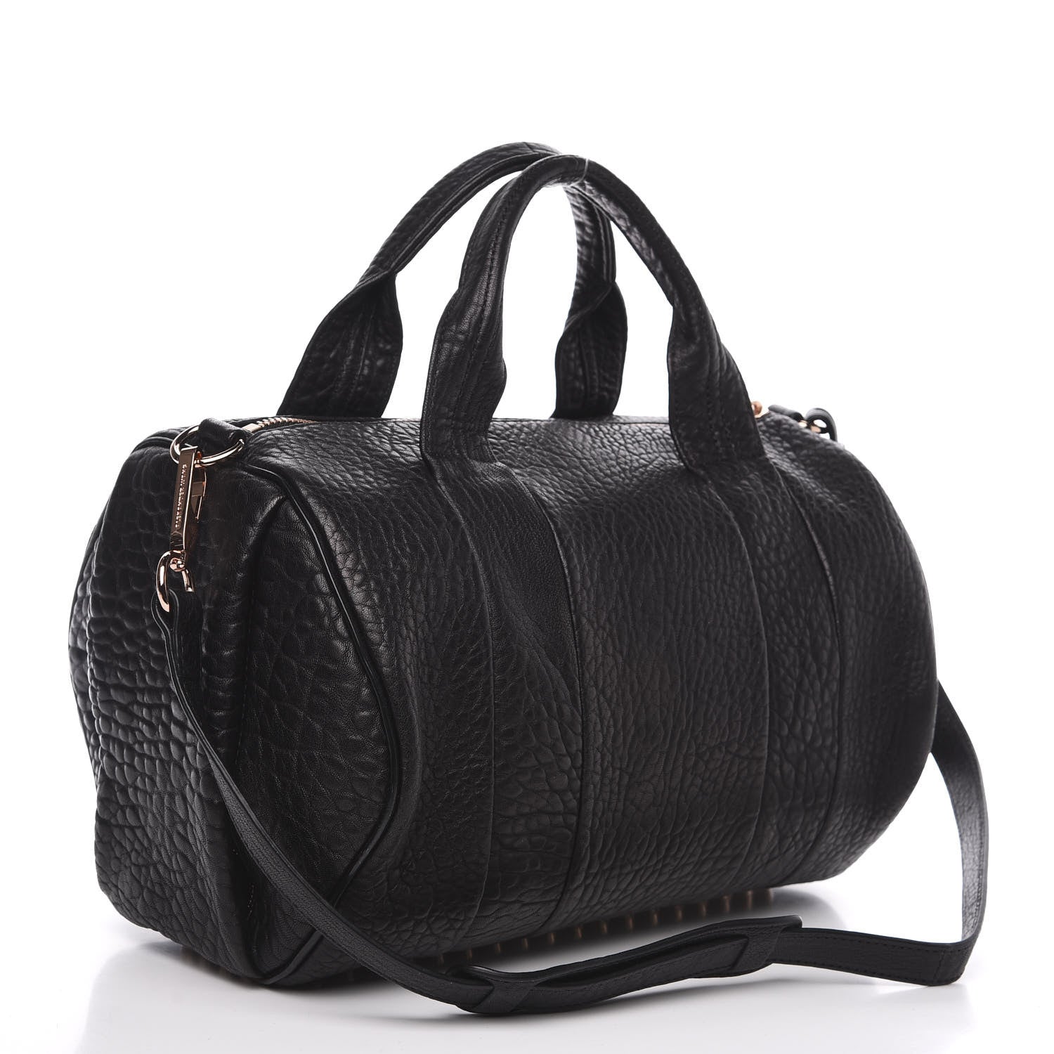 Alexander Wang Pebbled Lambskin Rocco Black Rose Gold Hardware 2 of 9