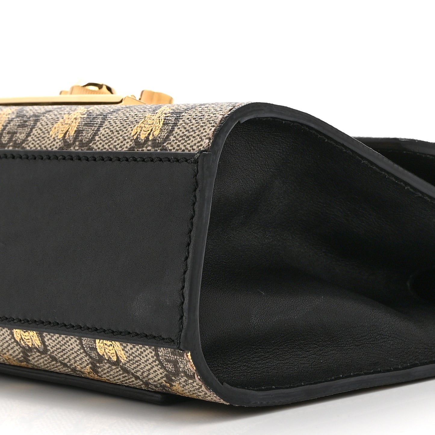 GG Supreme Monogram Bees Small Padlock Shoulder Bag Black