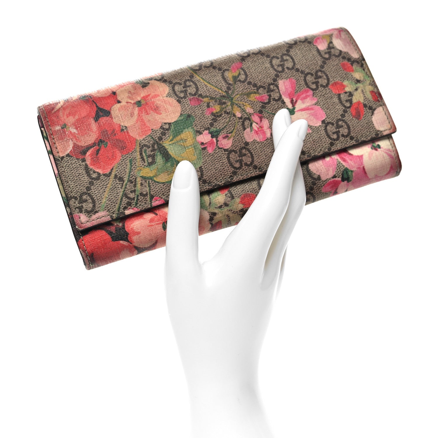 Gucci GG Supreme Monogram Blooms Continental Wallet Beige Multicolor Dry Rose 2 of 15