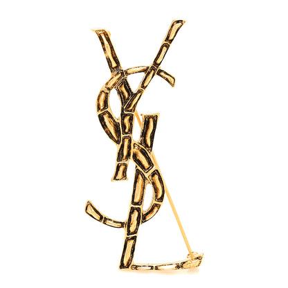 Saint Laurent Monogram Crocodile Opyum Brooch Gold 1 of 4
