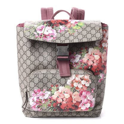 Gucci GG Supreme Monogram Blooms Medium Single Buckle Backpack Beige Multicolor Dry Rose 1 of 13