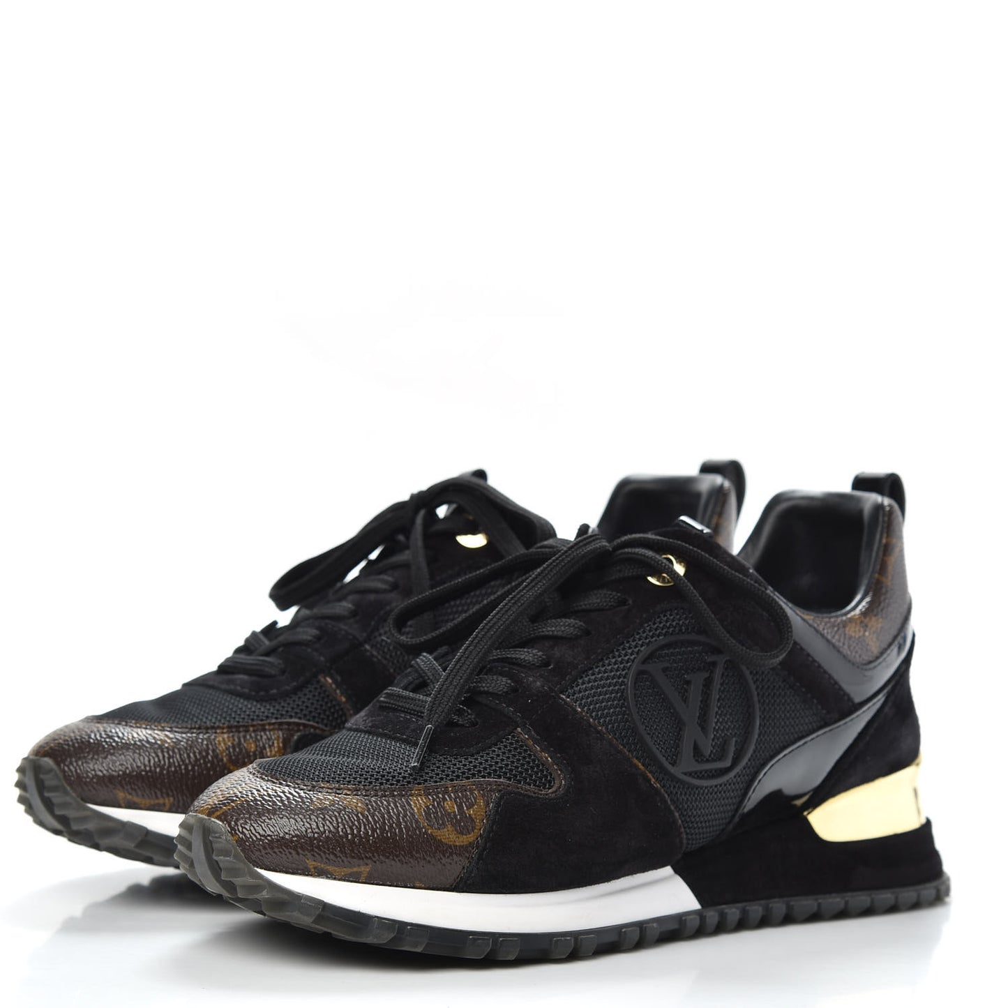 Suede Monogram Run Away Sneakers 35.5 Black