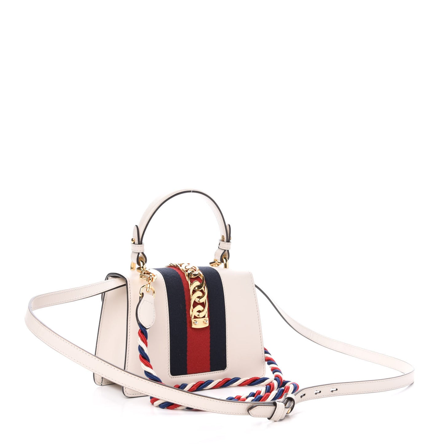 Calfskin Mini Sylvie Top Handle Bag White