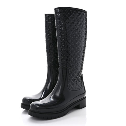 Louis Vuitton Rubber Embossed Monogram Splash Rain Boots 39 Black 3 of 8