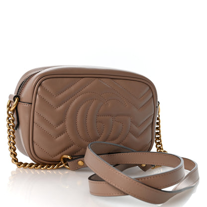 Gucci Calfskin Matelasse Mini GG Marmont Chain Shoulder Bag Porcelain Rose 3 of 11