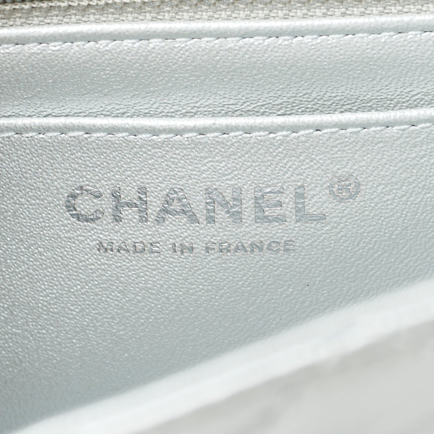 Metallic Grained Calfskin Quilted 2.55 Reissue Mini Flap Silver
