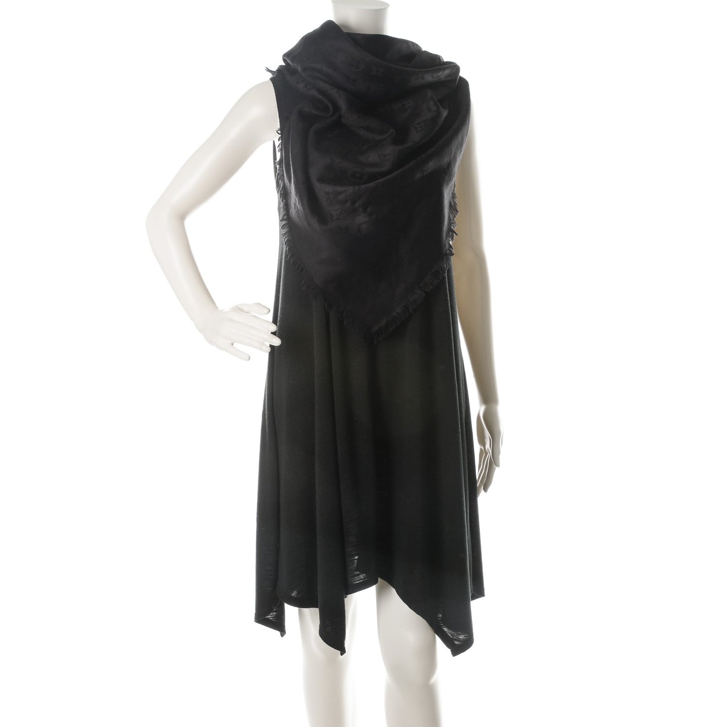 Silk Wool Monogram Shawl Black