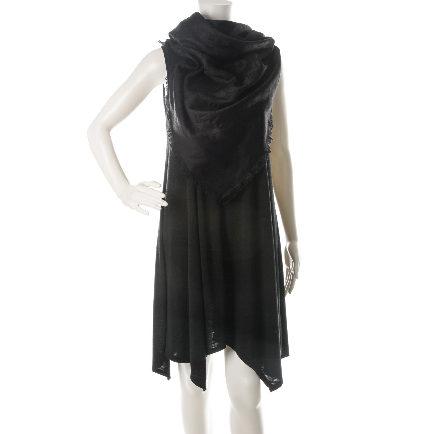 Louis Vuitton Silk Wool Monogram Shawl Black 2 of 5