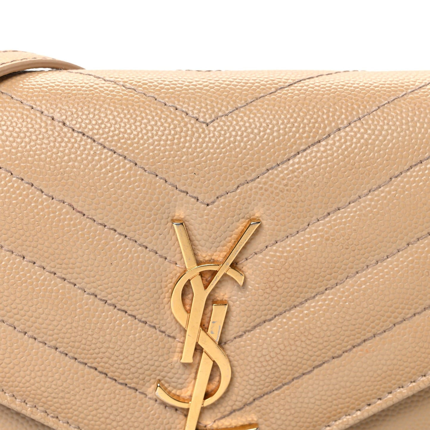 Grain De Poudre Matelasse Chevron Monogram Envelope Chain Wallet Nude Powder