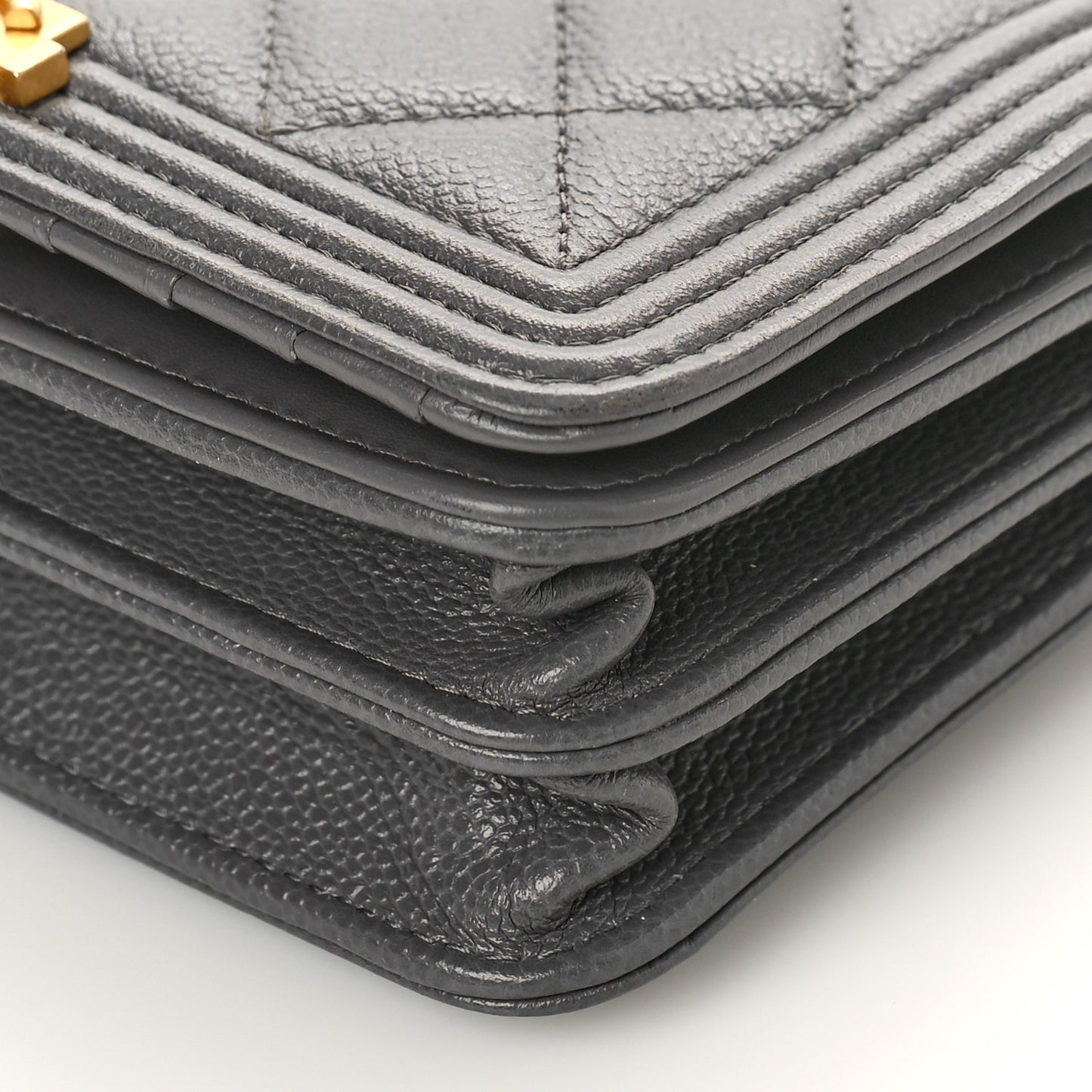 Caviar Quilted Mini Boy Wallet On Chain WOC Dark Gray