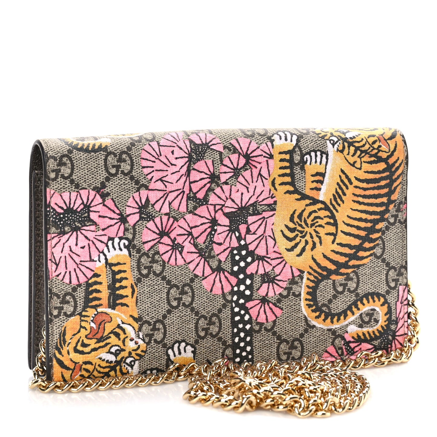 GG Supreme Monogram Bengal Chain Wallet Beige Pink