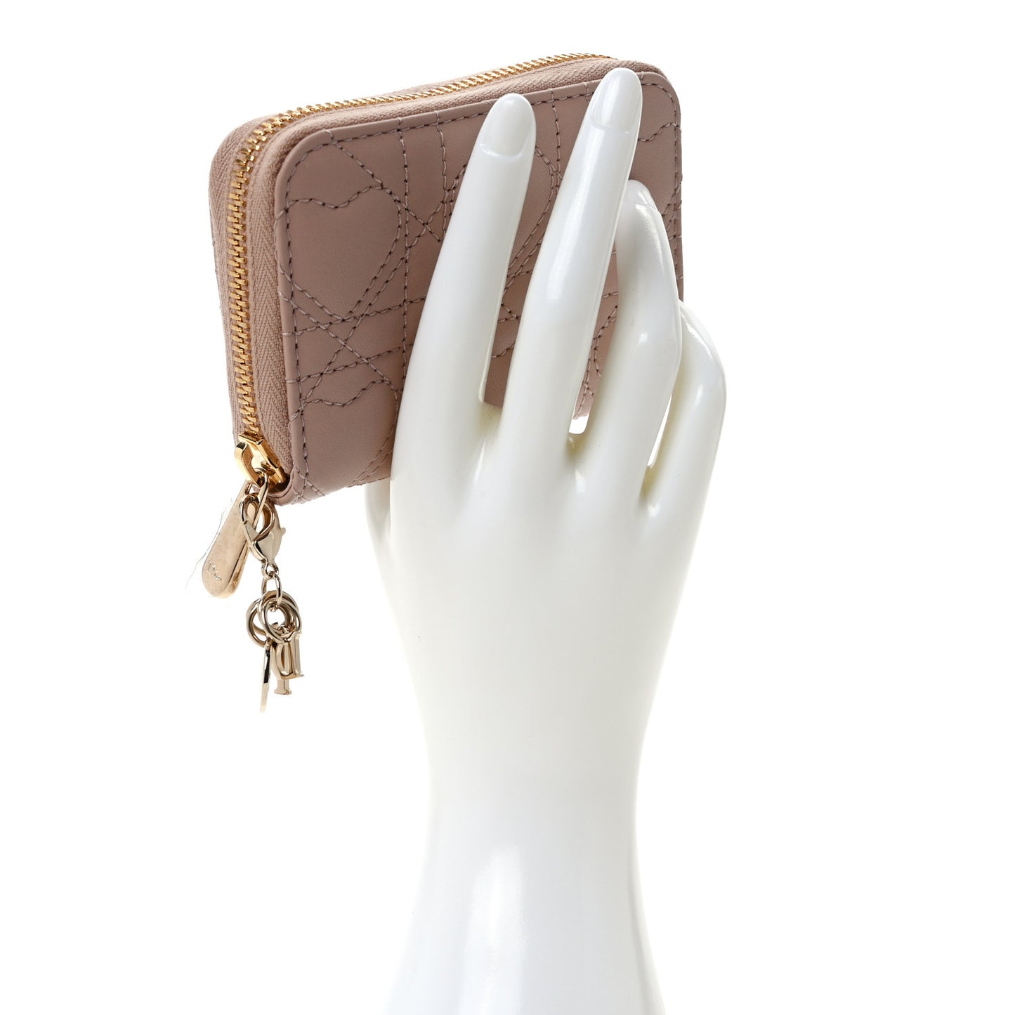 Lambskin Cannage Dioramour Small Lady Dior Voyageur Coin Purse Wallet Pink