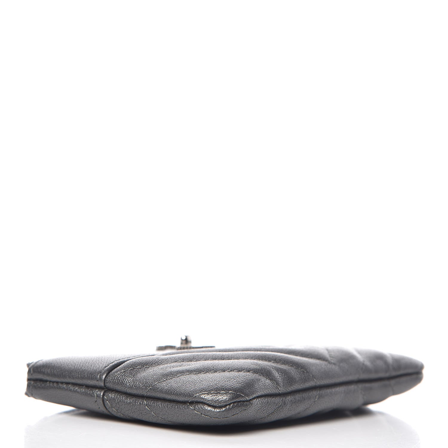 Chanel Sheepskin Chevron Quilted Small Vintage Mademoiselle Cosmetic Case Grey 4 of 8