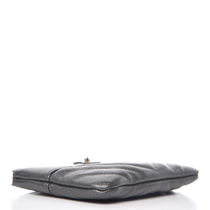 Chanel Sheepskin Chevron Quilted Small Vintage Mademoiselle Cosmetic Case Grey 4 of 8
