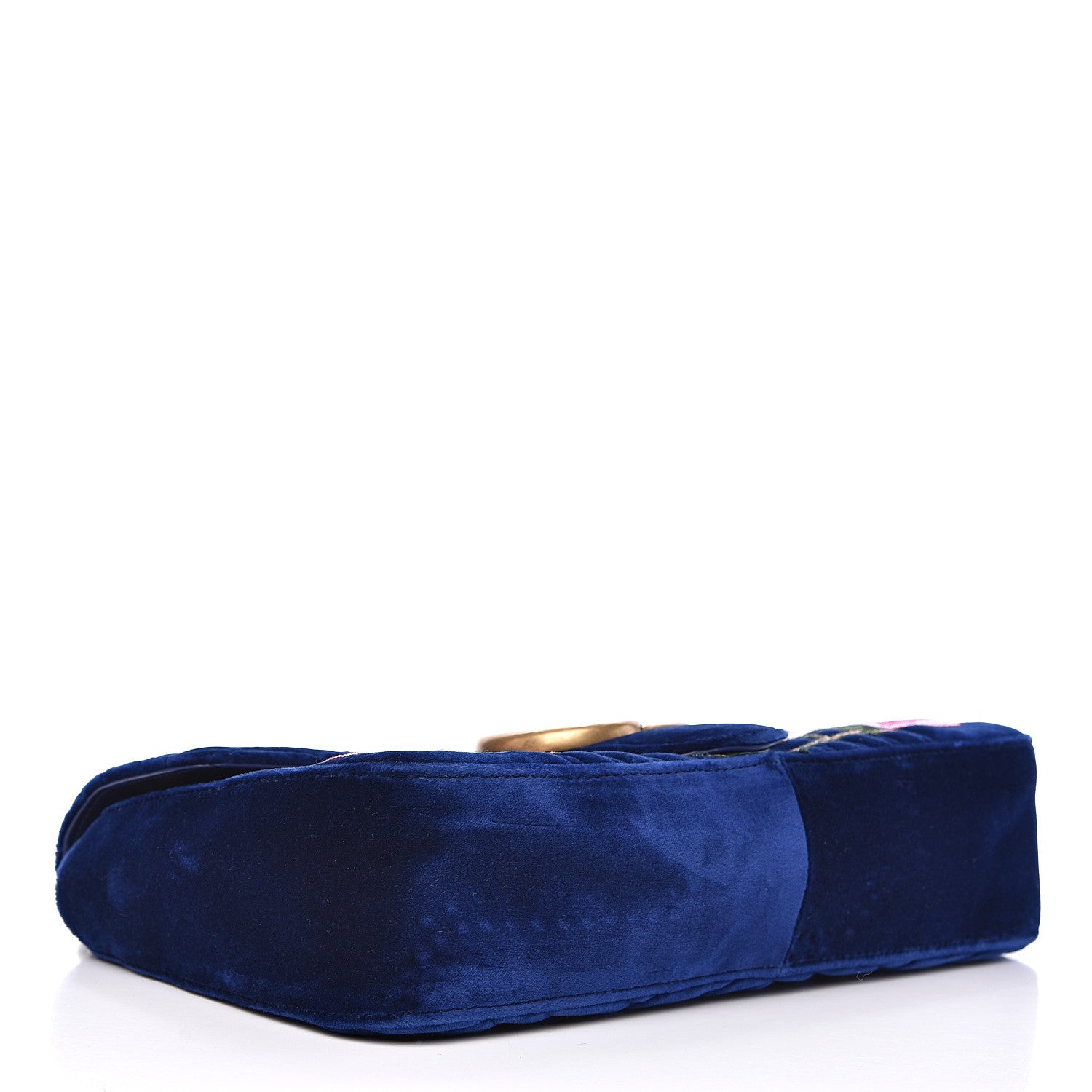Gucci Velvet Matelasse Modern Embroidered Medium GG Marmont Shoulder Bag Cobalt 3 of 14