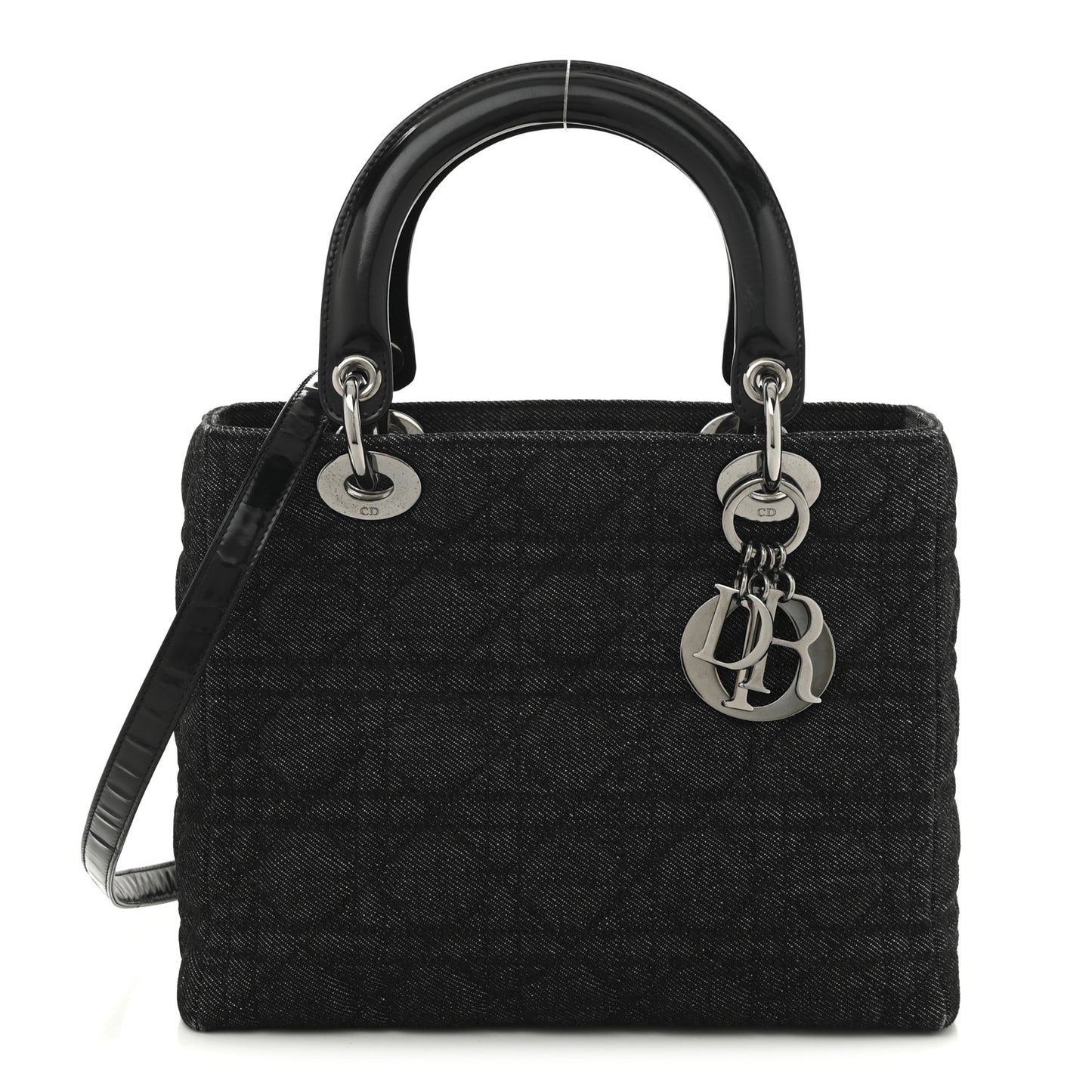 Denim Cannage Medium Lady Dior Black