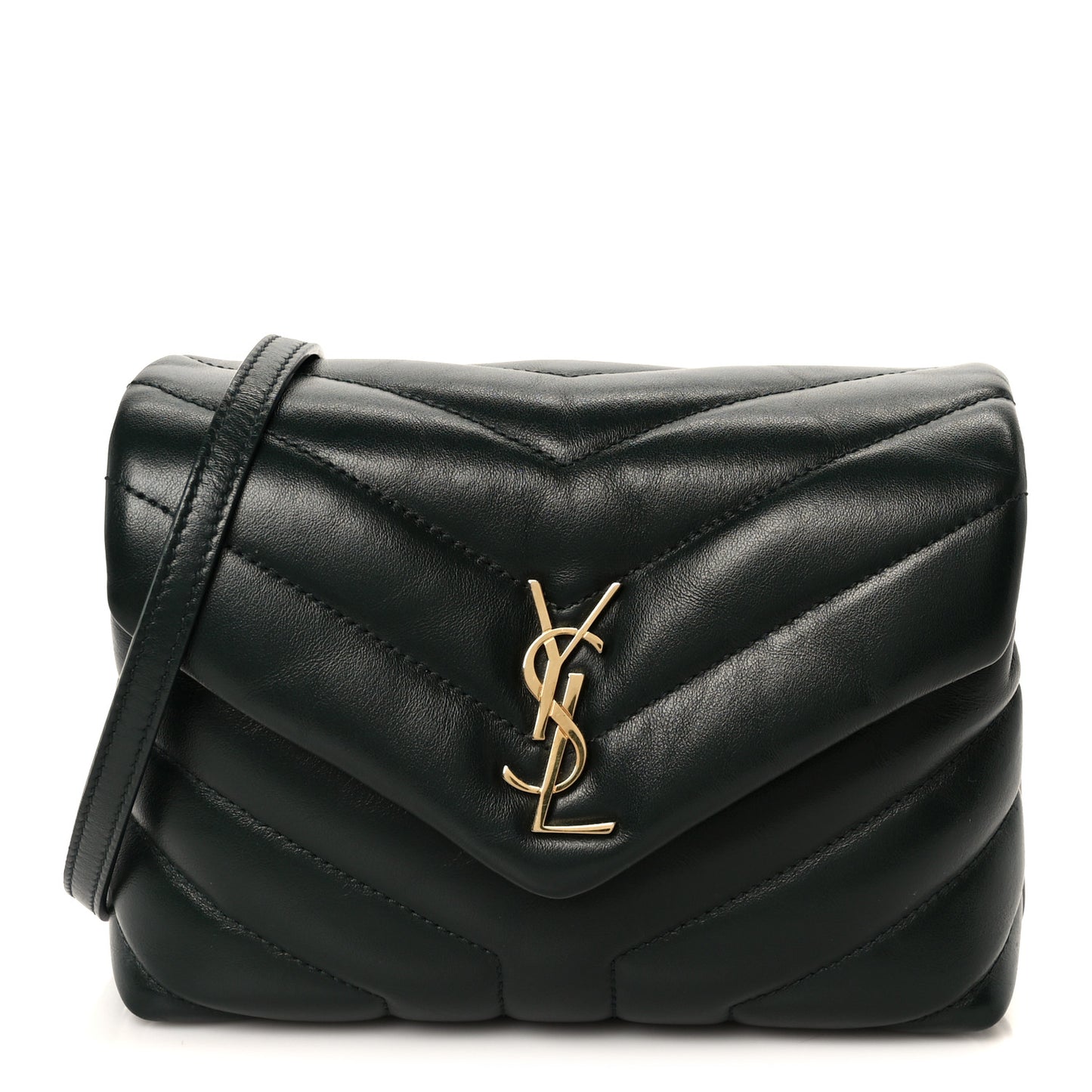 Calfskin Y Quilted Monogram Toy Loulou Crossbody Bag Deep Green