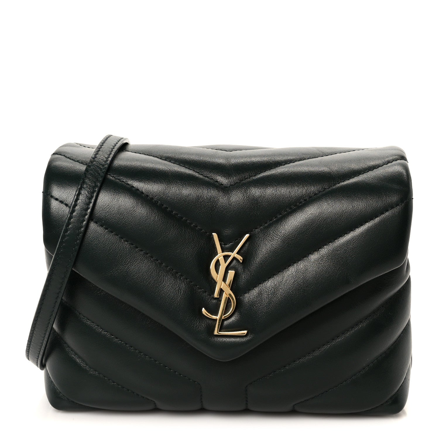 Saint Laurent Calfskin Y Quilted Monogram Toy Loulou Crossbody Bag Deep Green 1 of 11