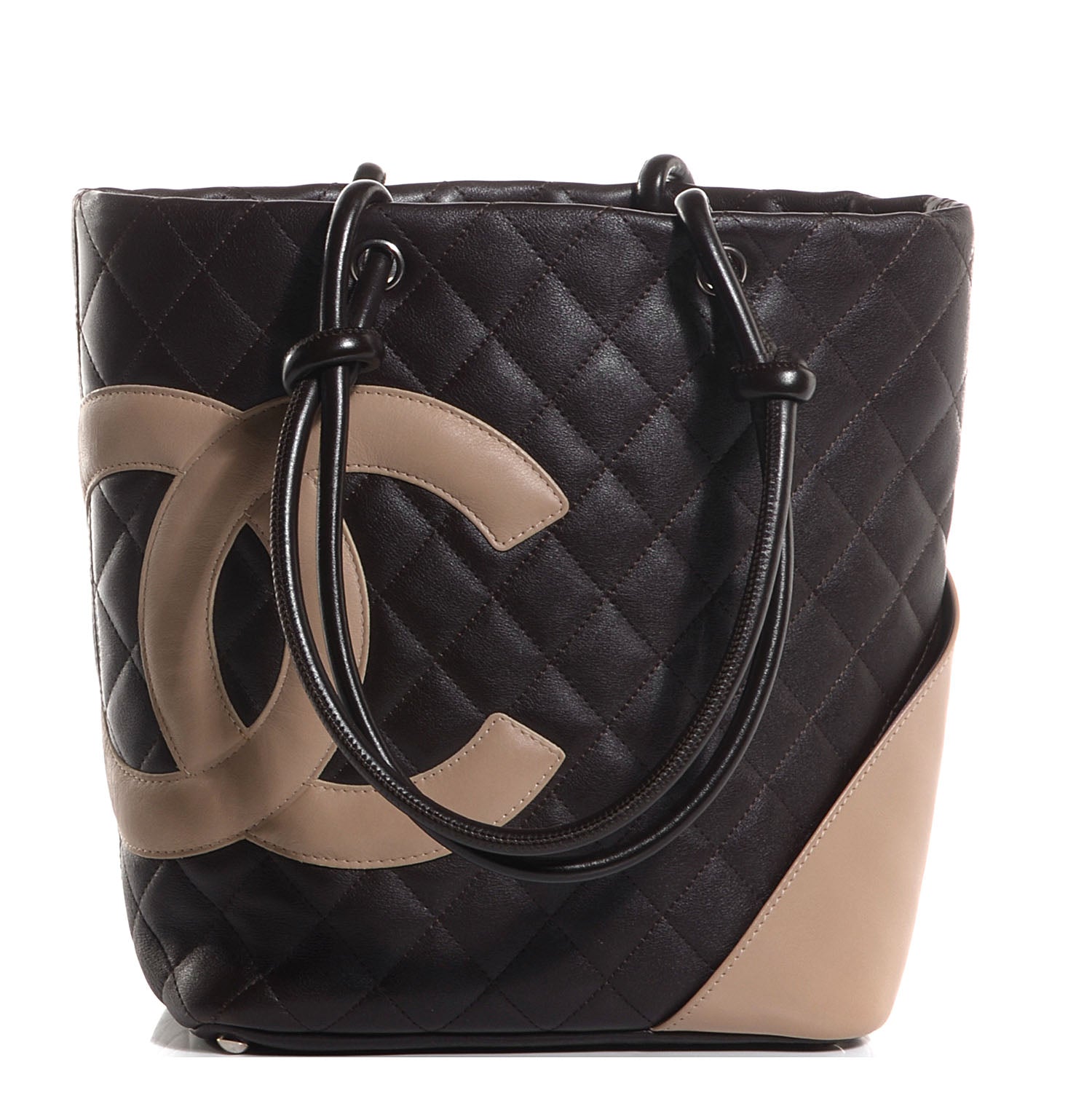 Chanel Calfskin Quilted Medium Cambon Tote Brown Beige 1 of 7