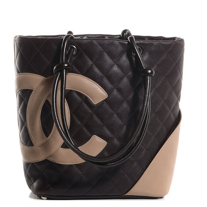 Chanel Calfskin Quilted Medium Cambon Tote Brown Beige 1 of 7