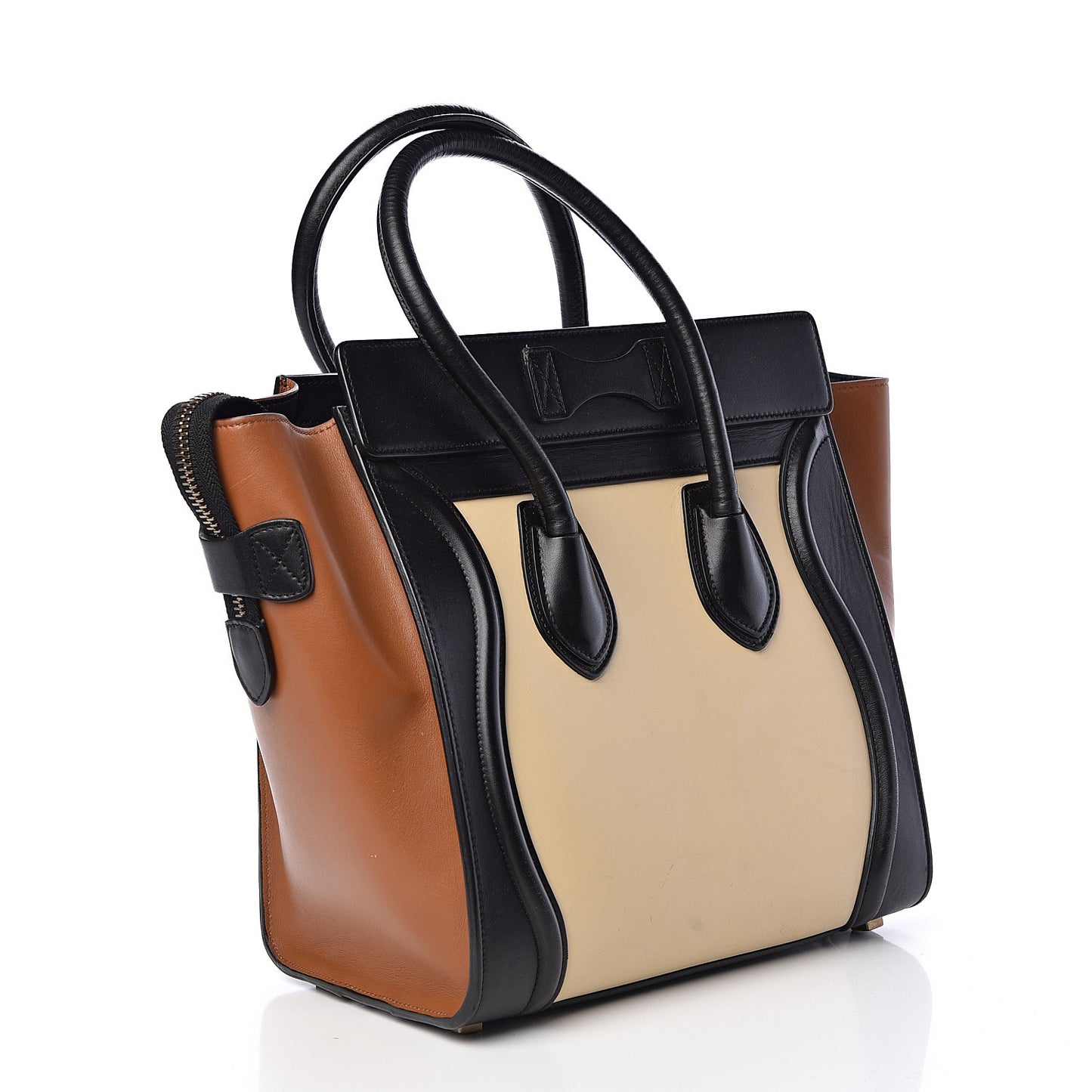 Smooth Calfskin Micro Tri-Color Luggage Brown