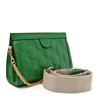Gucci Calfskin GG Matelasse Large Slim Chain Shoulder Bag Spring Green Natural 2 of 10