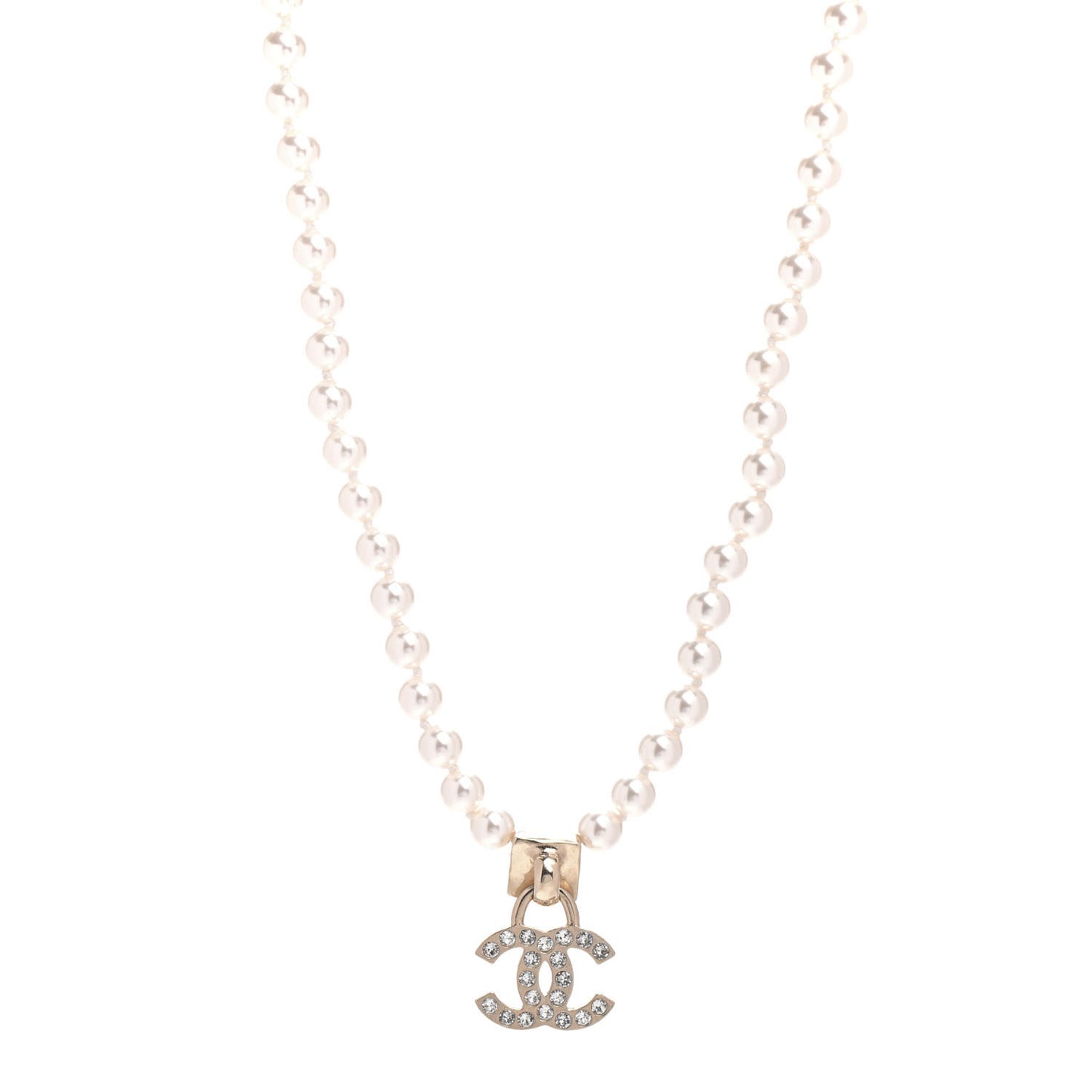 Pearl Crystal CC Short Necklace Gold