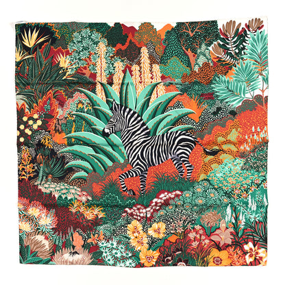 Hermes Silk Mountain Zebra Scarf 90 Vert Brun Terracotta 1 of 4