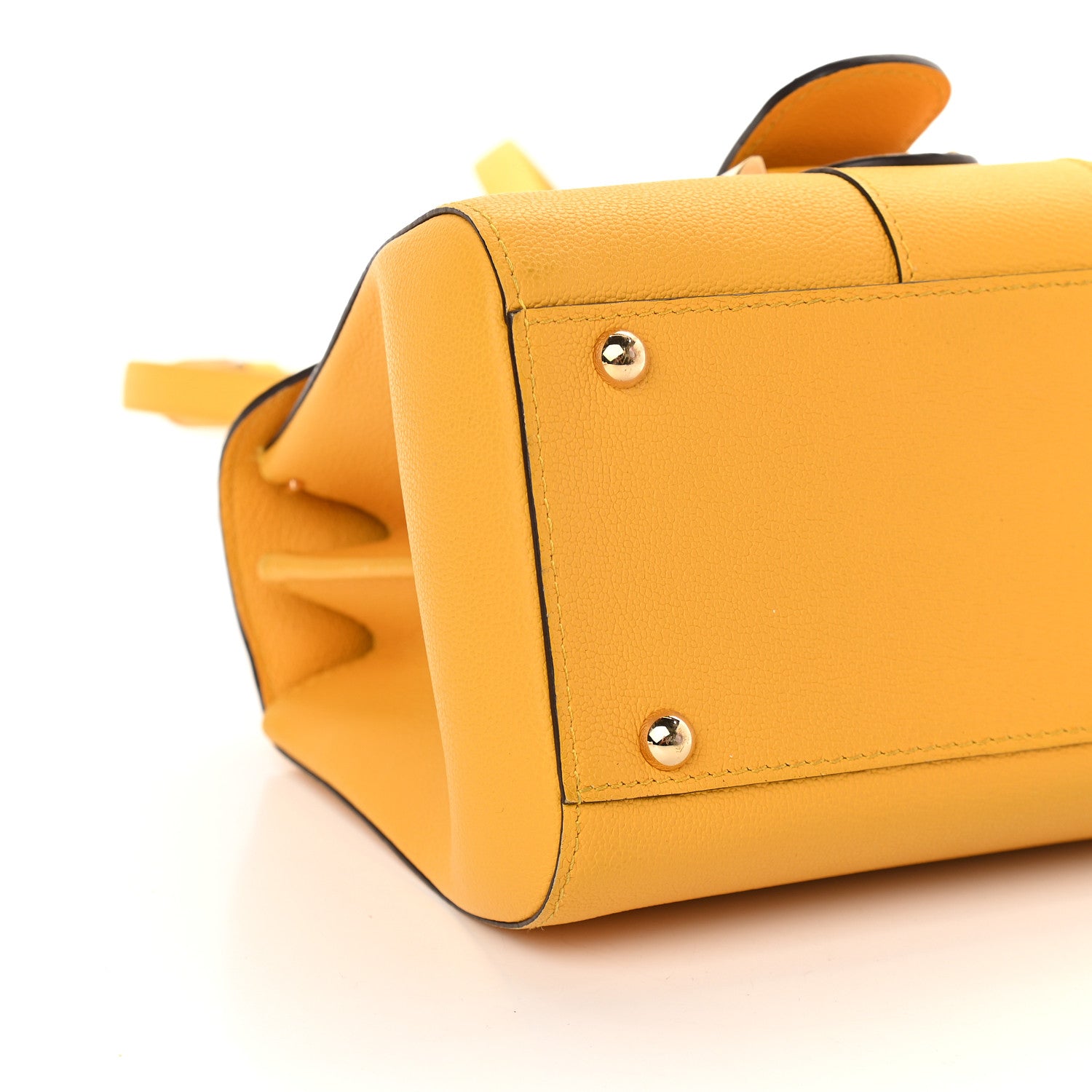 Delvaux Grained Calfskin Mini Brillant Satchel Yellow 8 of 9