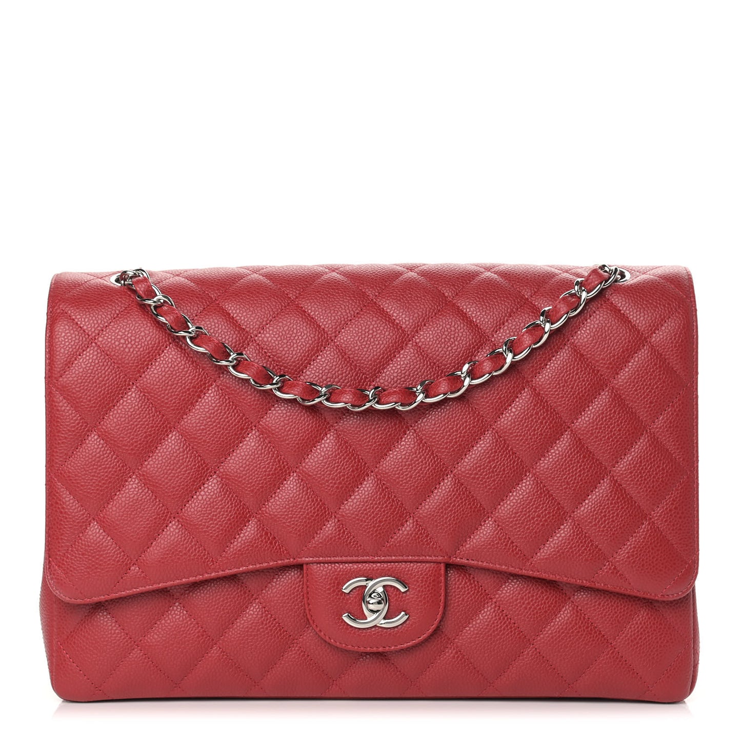 Caviar Quilted Maxi Single Flap Red