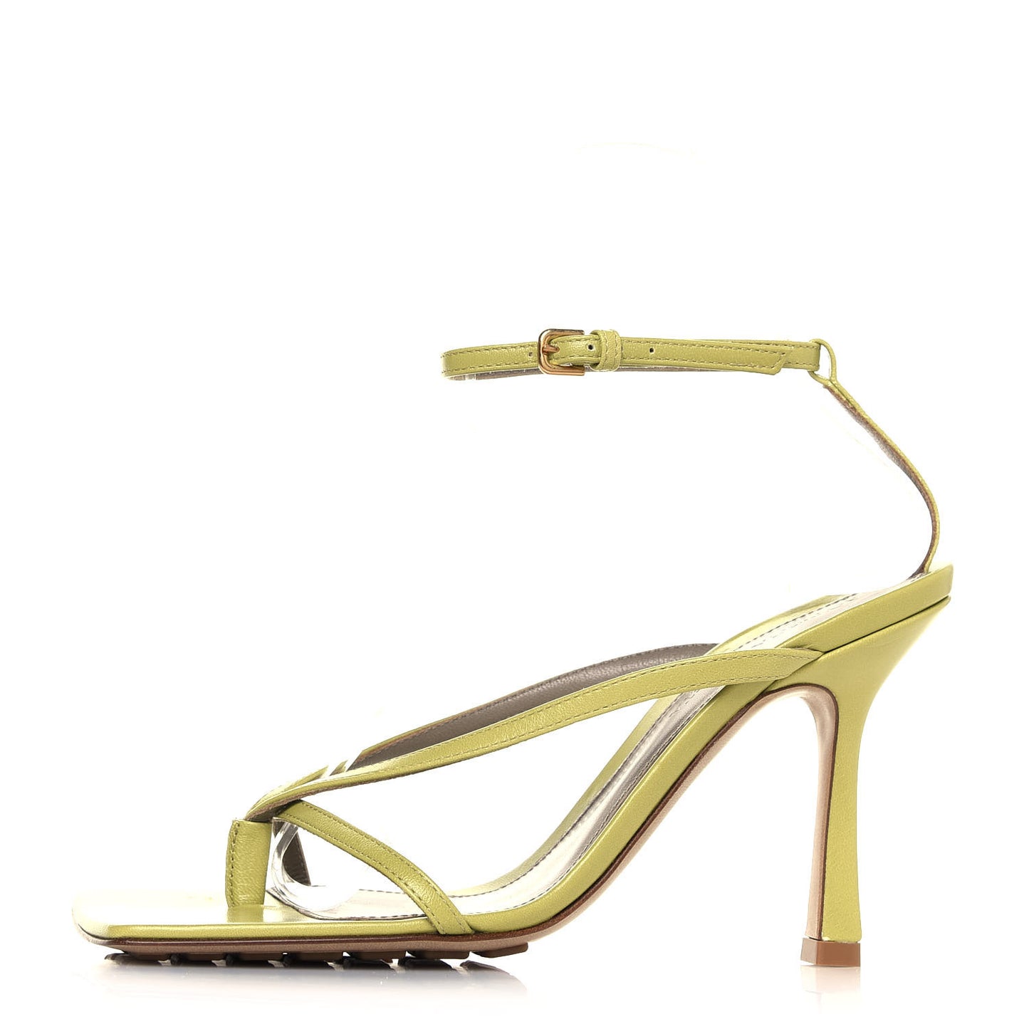 Lambskin Stretch Multi Strap 90mm Sandals 36 Pistachio