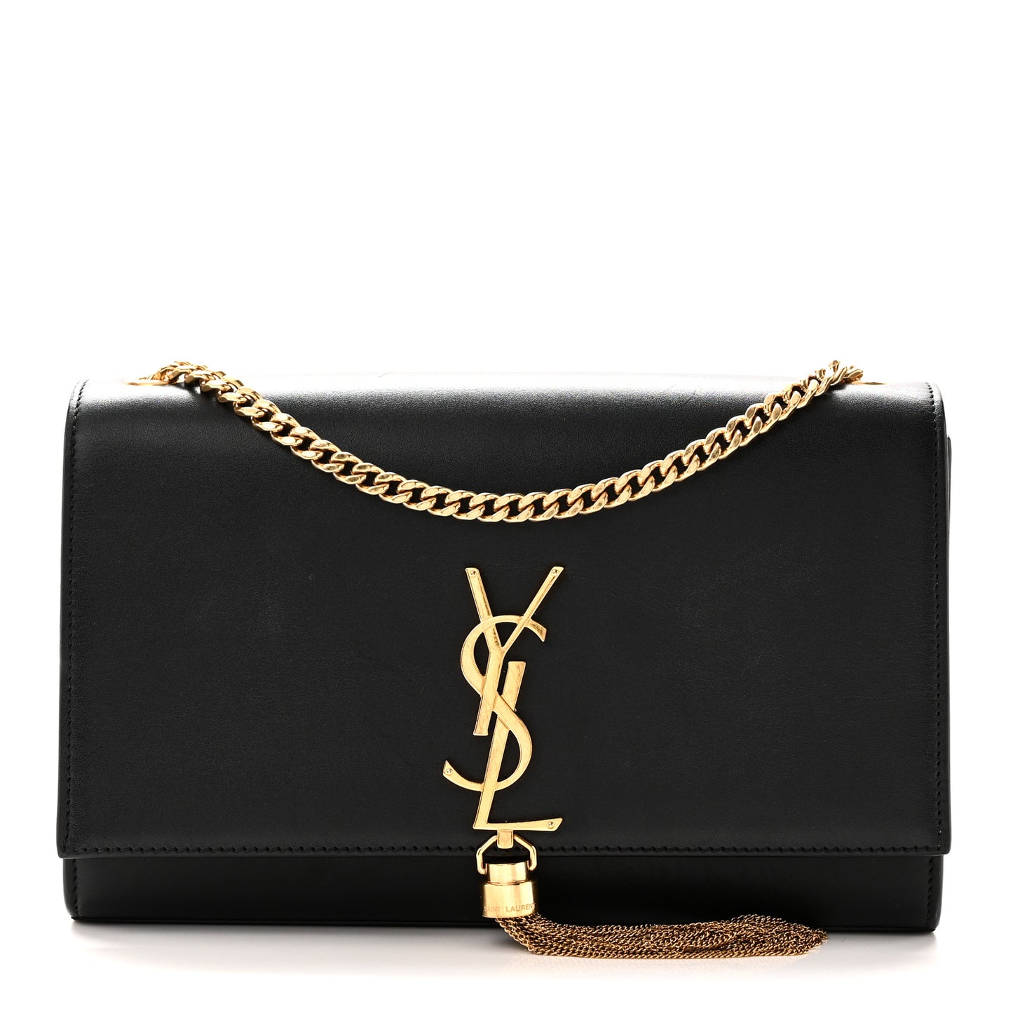 Smooth Calfskin Medium Classic Monogram Kate Tassel Satchel Black