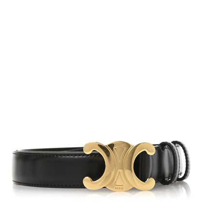 Celine Box Calfskin Medium 25mm Triomphe Belt 80 32 Black 1 of 6