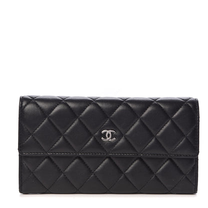 Chanel Lambskin Quilted Large Gusset Flap Wallet Black 1 of 8