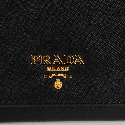 Prada Saffiano Metal Oro Chain Wallet Nero Black 6 of 8