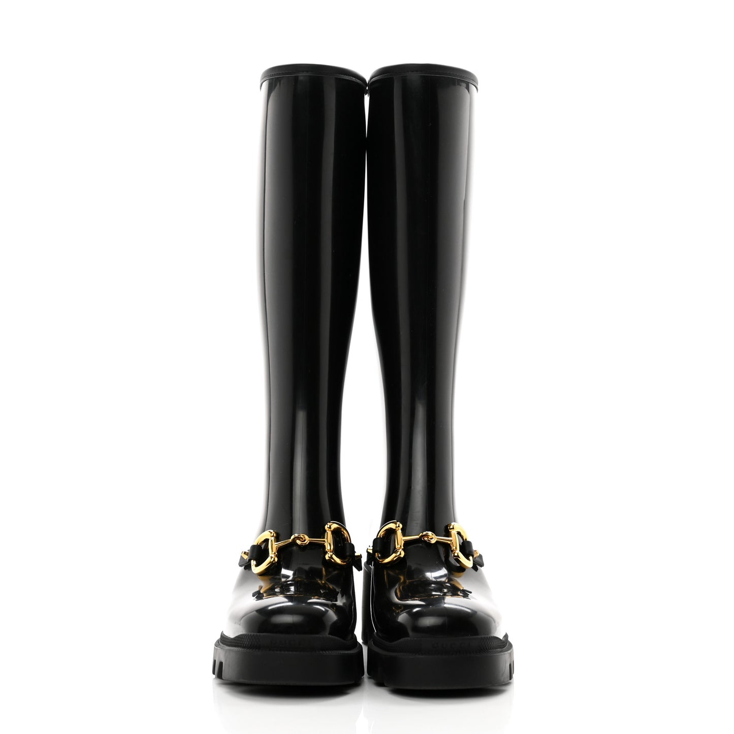 Rubber Horsebit Knee High Boots 39 Black