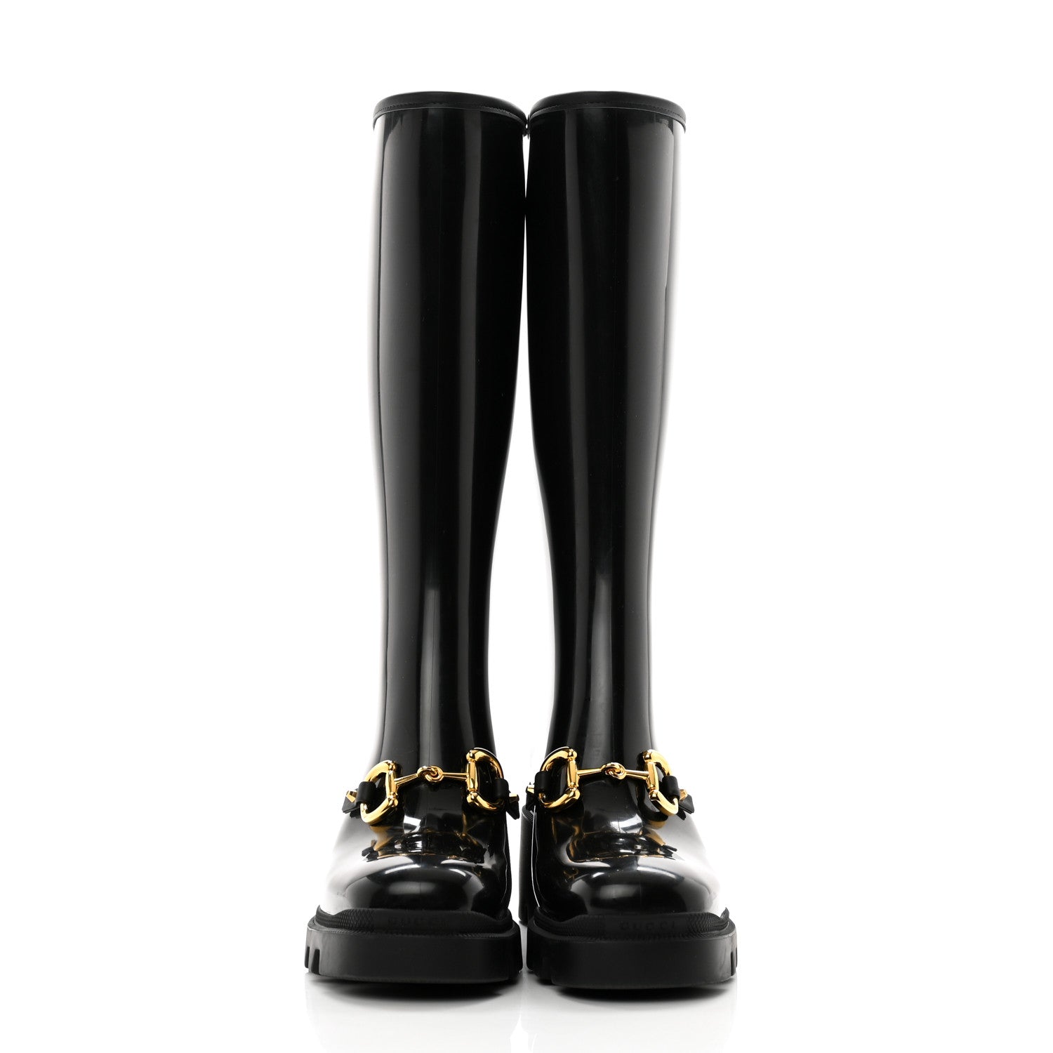 Gucci Rubber Horsebit Knee High Boots 39 Black 2 of 9