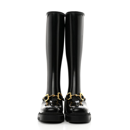 Gucci Rubber Horsebit Knee High Boots 39 Black 2 of 9