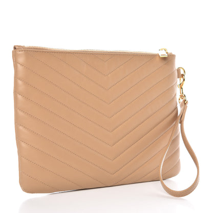 Saint Laurent Calfskin Matelasse Chevron Monogram A5 Wristlet Nude 3 of 8