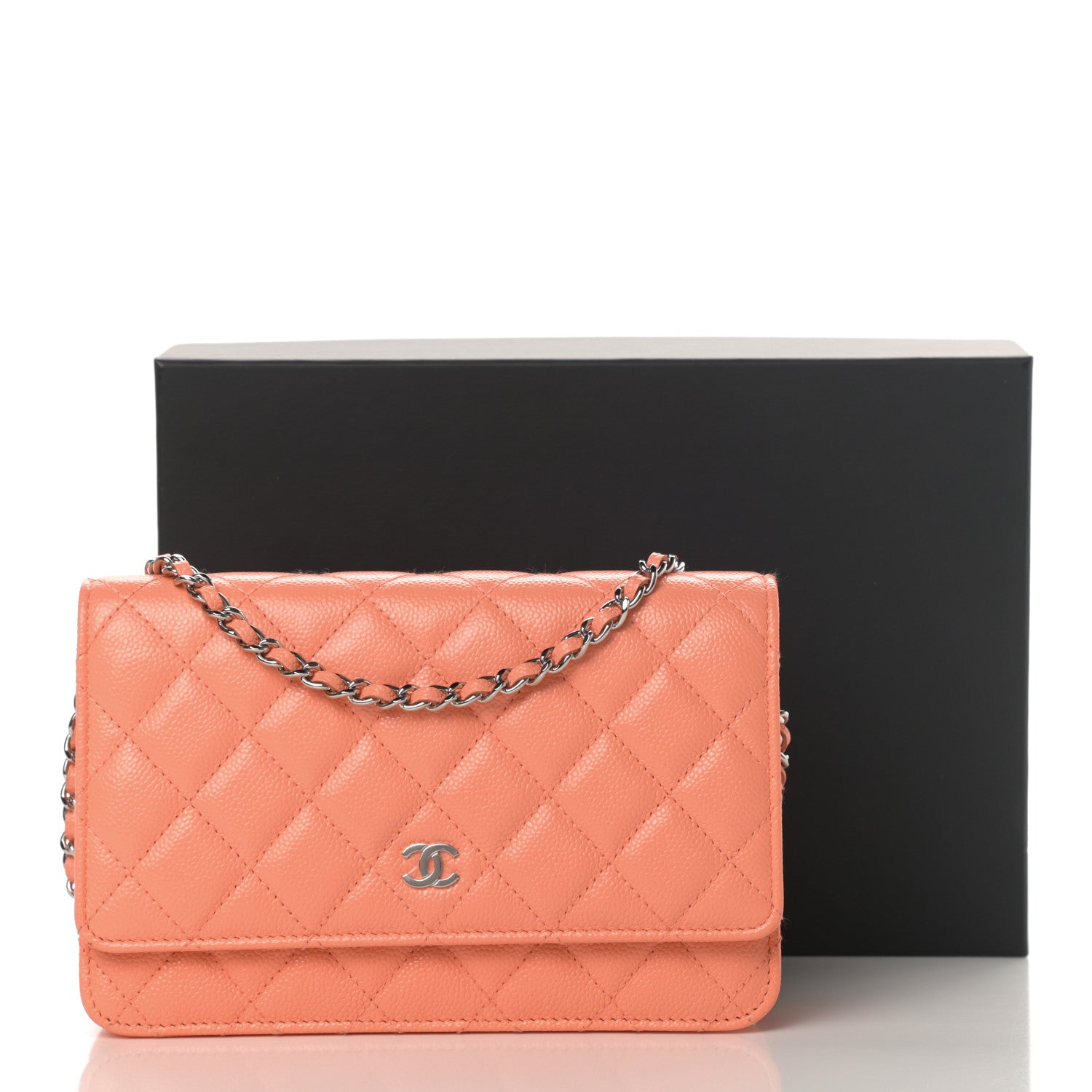 Chanel Caviar Quilted Wallet on Chain WOC Coral 13 of 13
