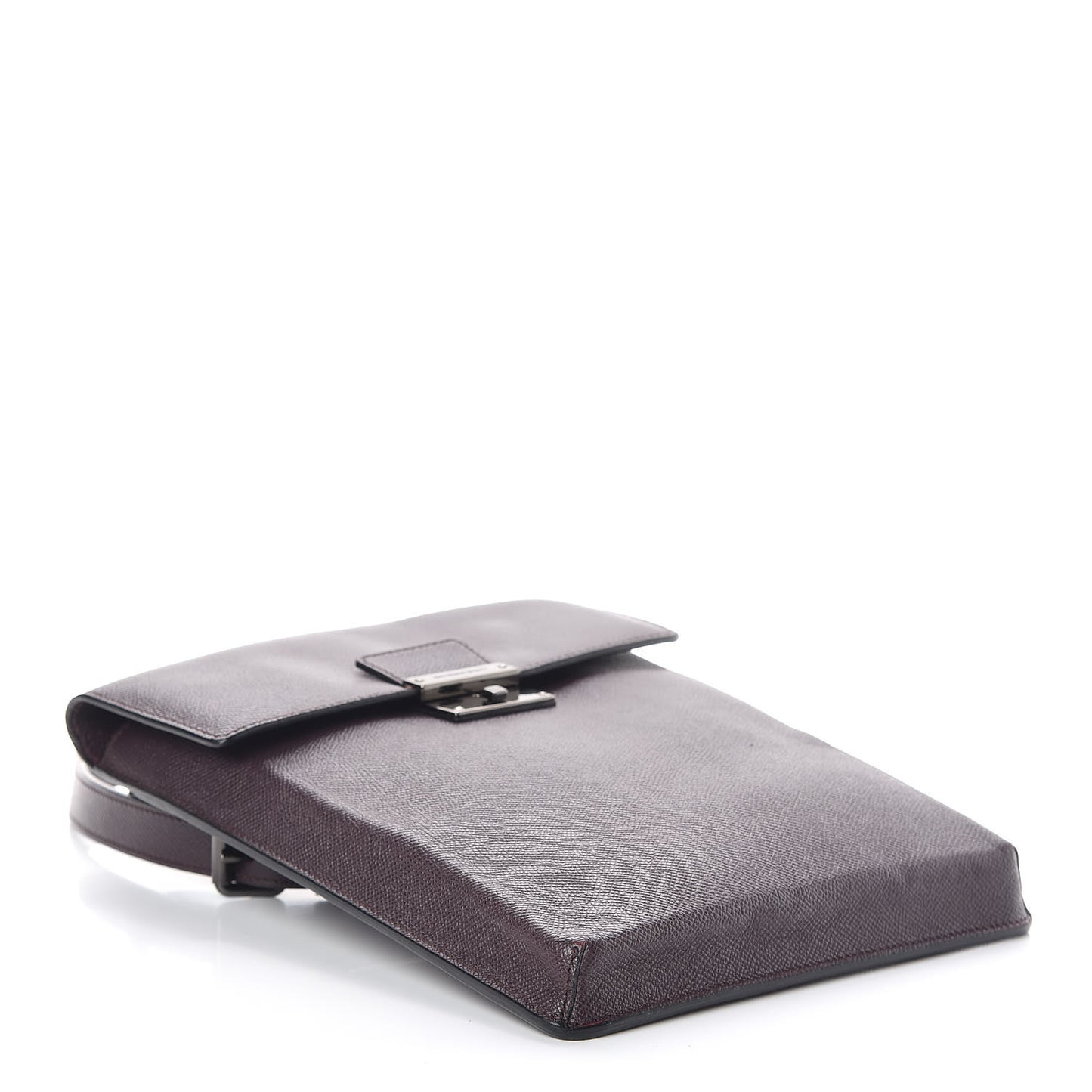 London Grainy Calfskin Collins Flat Crossbody Bag Deep Claret