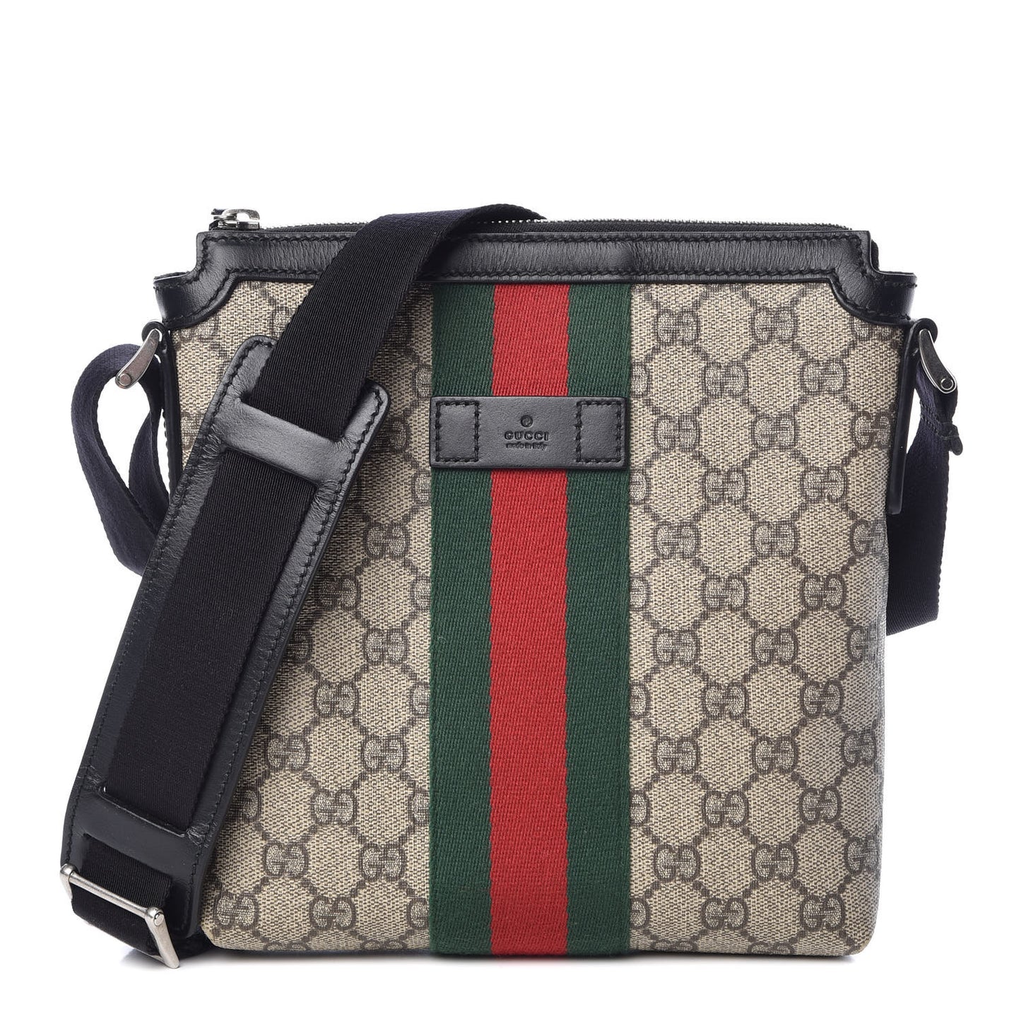 GG Supreme Monogram Web Messenger Bag Black