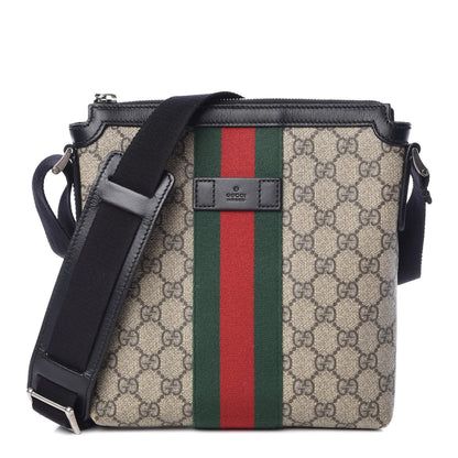 Gucci GG Supreme Monogram Web Messenger Bag Black 1 of 9