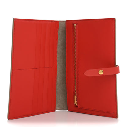 Celine Grained Calfskin Large Multifunction Strap Wallet Light Taupe Red 5 of 10
